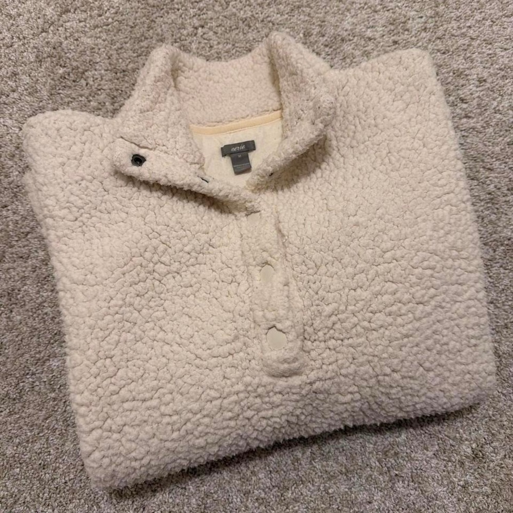 Aerie Sherpa Pullover | Cream Beige Teddy Fleece | Women's Medium